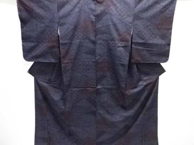 JAPANESE KIMONO / UNUSED ISHIGE YUKI TSUMUGI / WOVEN ABSTRACT PATTERN